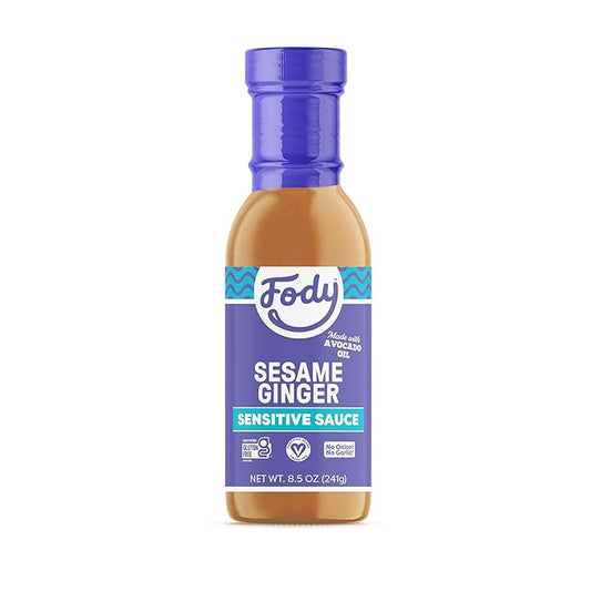 Fody Foods Sesame Ginger Sauce & Marinade, 8.5 Oz, Garlic and Onion Free, Low FODMAP Certified, Gut & IBS Friendly, Vegan, Non-GMO, Gluten Free, Keto Friendly