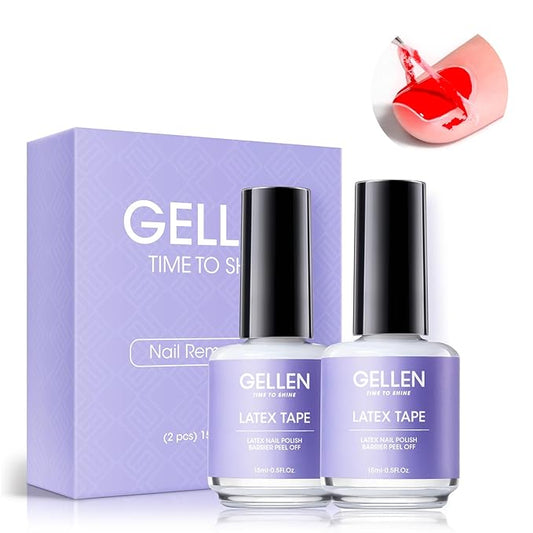 Gellen Gel Polish Remover Latex Tape for Nails, Fast Drying Liquid Latex Nail Polish Barrier Peel off Latex Tape Gel Remover Kit Cuticle Guard for Nail Art Liquid Latex Barrier Protector