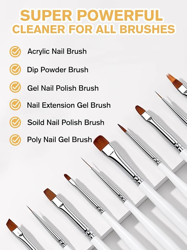 EBANKU 120ml Acrylic Nail Brush Cleaner, 3 in 1 Nail Art Brushes Conditioner Nail Brush Clean Solution Quickly Clean for Solid Gel Polish/Nail Extension Gel