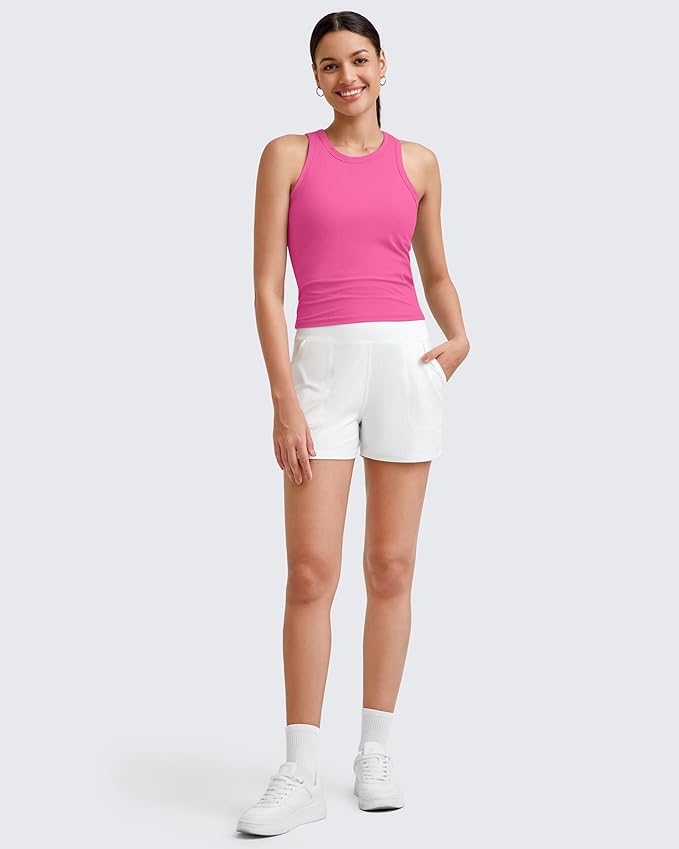 G4Free Workout Tank Tops for Women Slim Fitted Racerback Ribbed Athletic Gym Yoga Tanks Summer Casual