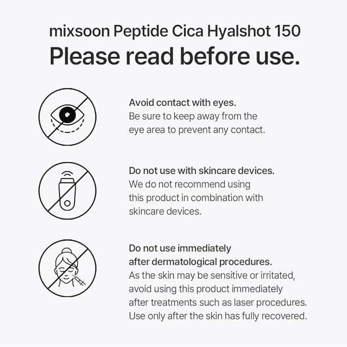 mixsoon Peptide Cica Hyalshot 150, 1.69 Fl. Oz / 50ml Centella Asiatica, Hyaluronic Acid for Sensitive Skin Lightweight & Fragrance-Free Korean Glass Skin Care