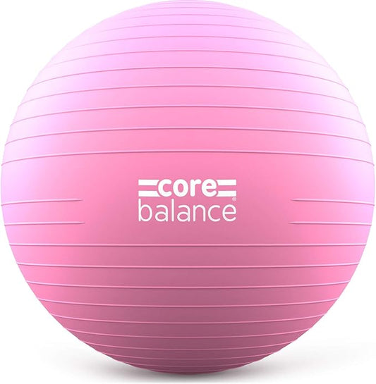 Core Balance Exercise Ball for Workouts, Anti-Burst and Slip Resistant, Swiss Yoga Ball for Pregnancy, Stability, Fitness and Physical Therapy, 4 Sizes, with Pump