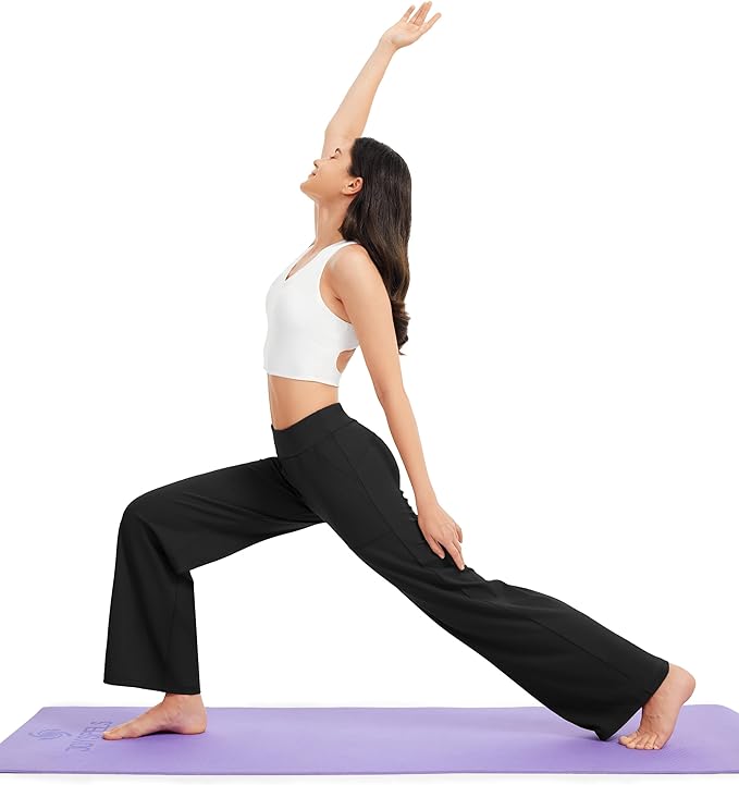 AFITNE Womens Wide Leg Yoga Pants with Pockets High Waist Stretch Dress Casual Pants Loose Lounge Sweatpants 28"/30"/32"