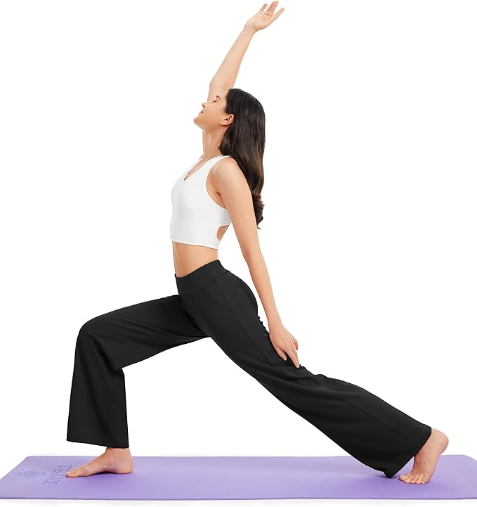AFITNE Womens Wide Leg Yoga Pants with Pockets High Waist Stretch Dress Casual Pants Loose Lounge Sweatpants 28"/30"/32"