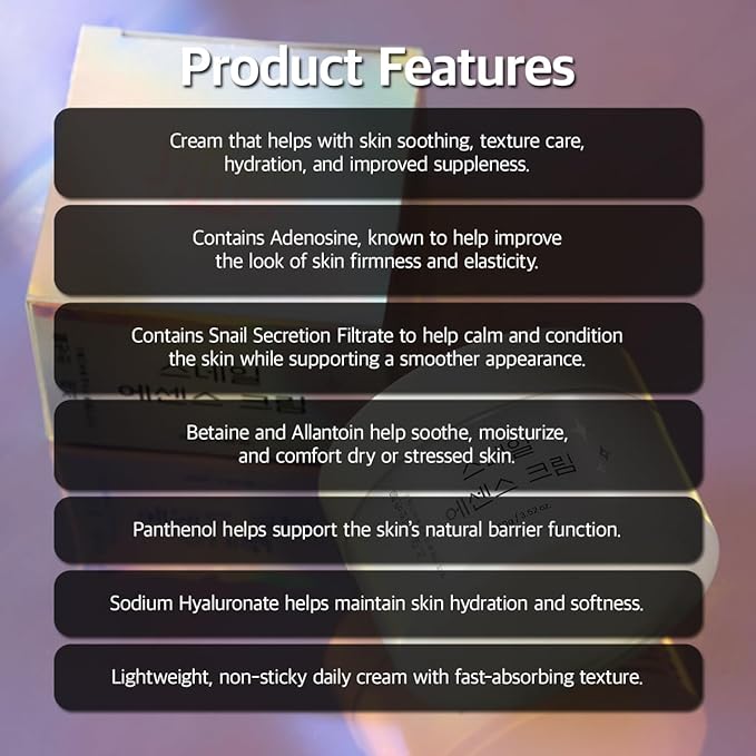 BlingOne L.ASY Snail Essence Cream (3.52 oz) – Soothing & Hydrating Moisturizer for Sensitive Skin