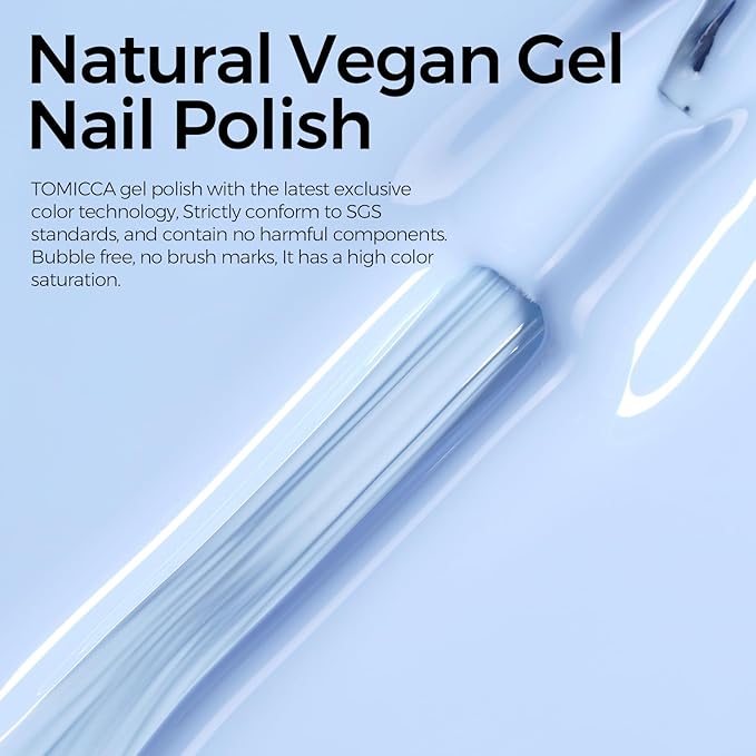 TOMICCA Baby Blue Gel Nail Polish - Pastel Blue, Bright Spring Summer Colors, Long Lasting Cotton Candy Finish