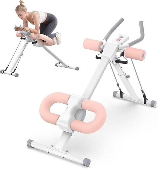 Ab Machine, Adjustable Ab Trainer, Foldable Core & Ab Workout Equipment with Knee Protection Function for Home Gym Fitness, Abdominal Trainer Machine for Women & Men