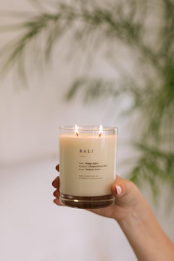 Brooklyn Candle Studio Bali Classic 2 Wick Candle - Luxury Scented Candle, Vegan Soy Wax, Hand Poured in The USA, 70 Hour Slow Burn Time - 13oz