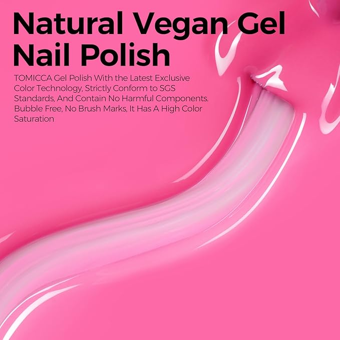 TOMICCA Bright & Pastel Pink Gel Nail Polish, Long Lasting UV Gel, Spring Summer Colors