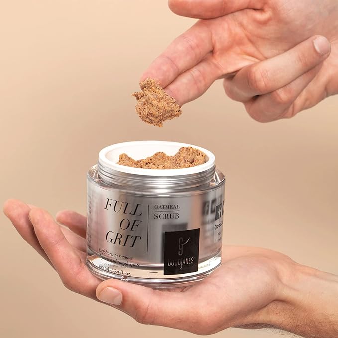 GoodJanes Full of Grit Oatmeal Body Scrub with Oat, Jojoba, Apple & Alpine Rose Stem Cells – Gently Exfoliating & Moisturizing Vegan Body Scrub for Smooth, Radiant Skin