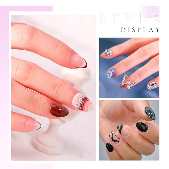 krofaue Almond Nail Tips 240pcs - Half Matte Short Press On Nails, 12 Sizes Pre-Shaped Extra Short Clear Tips for Full Cover Nail Extensions DIY