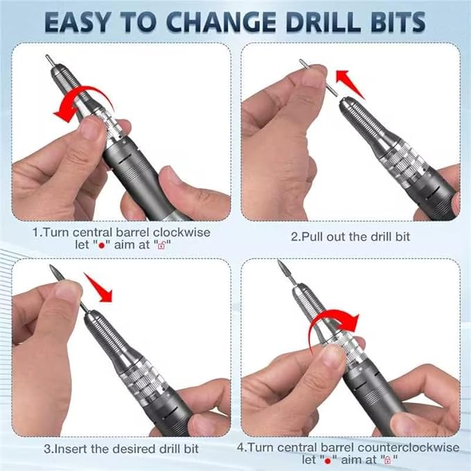 Professional Nail Drill Machine, HoMove 35000RPM Portable Nail Drills, Rechargeable Efile Nails Drill, Low Heat Electric Nail File for Acrylic Gel Nails（Grey）