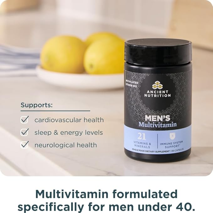 Ancient Nutrition Multivitamin for Men, Multi Men's, Vitamin D, C, E, B12, Zinc, Magnesium, Supports Healthy Immune System and Bone Health, 90 Ct