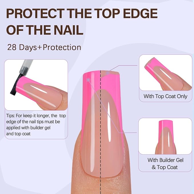 Misssix XBASICTIPS French Tip Press On Nails, 300Pcs Red French Gel Nail Tips Long Square, Soft Gel Pre-shaped No Need to File 3 in 1 Tips, Fake Nails for Nail Art DIY Extension Designs 15 Sizes