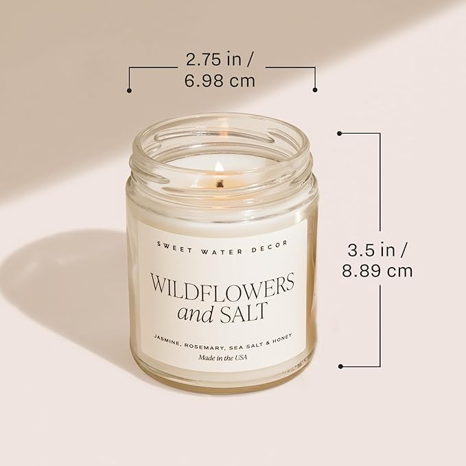 Sweet Water Decor Hello Fall Candle - Cinnamon Apples Cloves & Nutmeg Fall Scented Candle for Home Decor - 100% Cotton Wick Halloween Candle with 40 Hour Burn Time - Made in The USA - 9oz Clear Jar