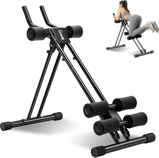 Ab Machine Abdominal Stomach Workout: Adjustable Ab Trainer Machine Ab Cruncher Core Strength Training Equipment for Home Gym Foldable for Women and Men