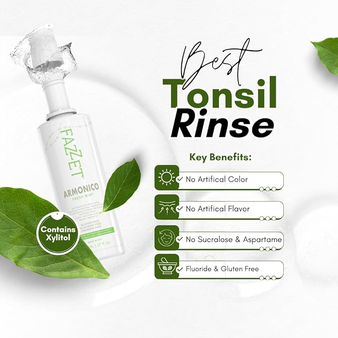 ARMONICO Anti-Gingivitis Oral Rinse – Soothe Tonsils, Combat Bad Breath – Alcohol, Gluten, and Paraben Free Mouthwash – Fresh Mint Flavor