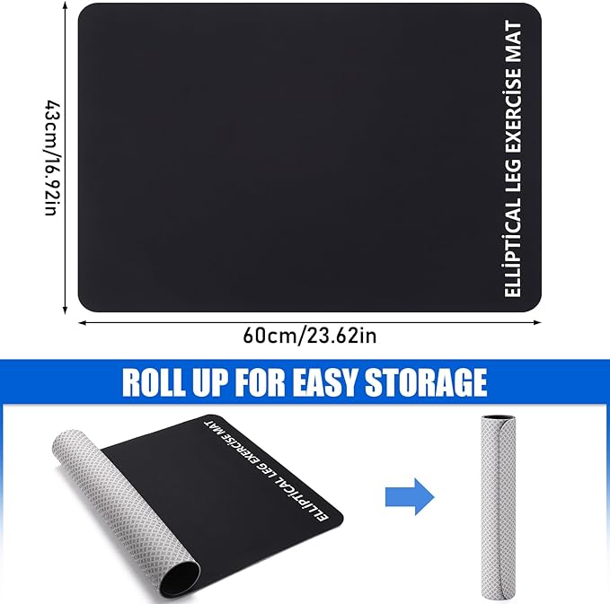 TOBWOLF Non-Slip Workout Mat for Ellipse Leg Exerciser, Ellipse Machine Mat, Exercise Mat for Under Desk Ellipticals, Suitable for Electric Seated Foot Pedal Exerciser, Stability & Floor Protection