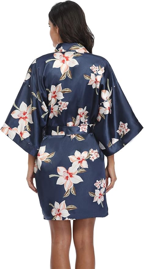 Women's Pure Short Silky Robes Bridesmaid Bride Party Satin Robes Sleepwear
