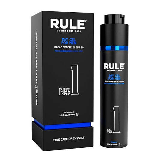 No.1 Day Gel for Men, 10-in-1 Anti-Aging Face Moisturizer to Reduce Wrinkles, SPF 20, Collagen, Vitamins B, C & E - Combination & Oily Skin - Original, 50 mL
