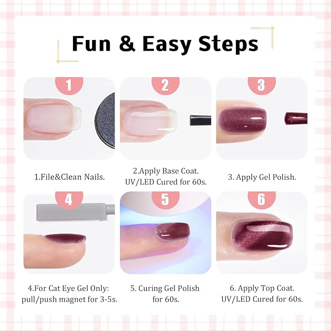 Gel Nail Polish Set, Cat Eye Gel Polish Kit, Holographic Magnetic Shimmer Glitter Trendy Gray Black Purple Yellow Nail Art, Manicure Salon DIY Gifts, Soak Off, UV/LED Cured (9 Colors I)