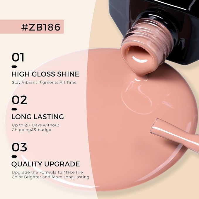 TOMICCA Gel Nail Polish, 15ML Nude Brown Gel Polish, Soak Off UV Cure Light Brown Gel Polish for Manicure Salon DIY Nail Art Design Decoration at Home Gift for Women