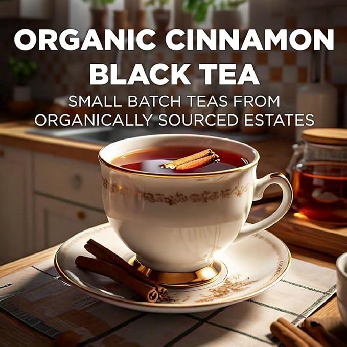 Maud's Organic Cinnamon Black Tea Pods, 44 ct, Recyclable Single Serve Tea Pods – 100% Gourmet Blended Tea Leaves, Compatible with Keurig K Cups Maker