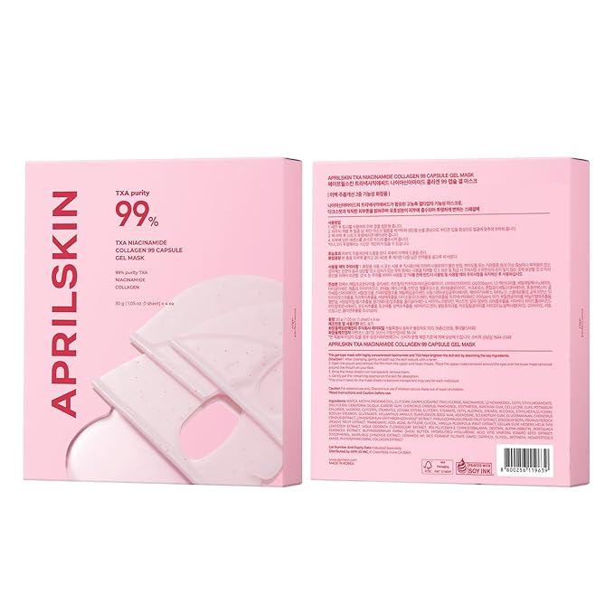 APRILSKIN TXA Pink Capsule Gel Mask | Overnight Face Mask for Glass Glow Skin I 99% High-Purity Tranexamic Acid 3 for uneven skin tone I Elasticity, Hydrating and Firming I Korean Skincare I 30g x 4ea
