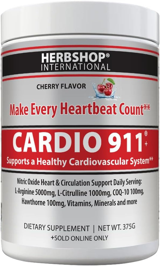 Drink Mix, Cherry, L-Arginine 5000mg, L-Citrulline 1000mg, Vitamins B12, C, D3, Beet Root, 30 Servings, Nitric Oxide Support, Cardiovascular, & Energy Support Supplement (375 Grams)