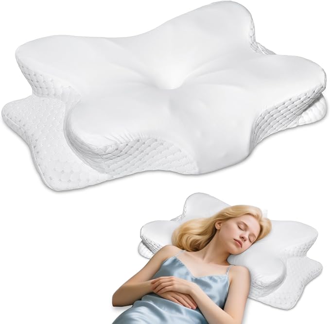 CCidea Ergonomic Contour Memory Foam Pillow for Side Sleepers, Breathable Cervical Support Pillow with Removable Cover