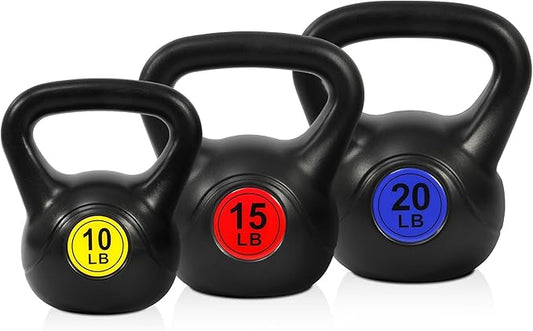 Kettlebell Sets 4 Piece Strength Training Kettlebells Weight Set 5lb, 10lb, 15lb, 20lb Kettlebells