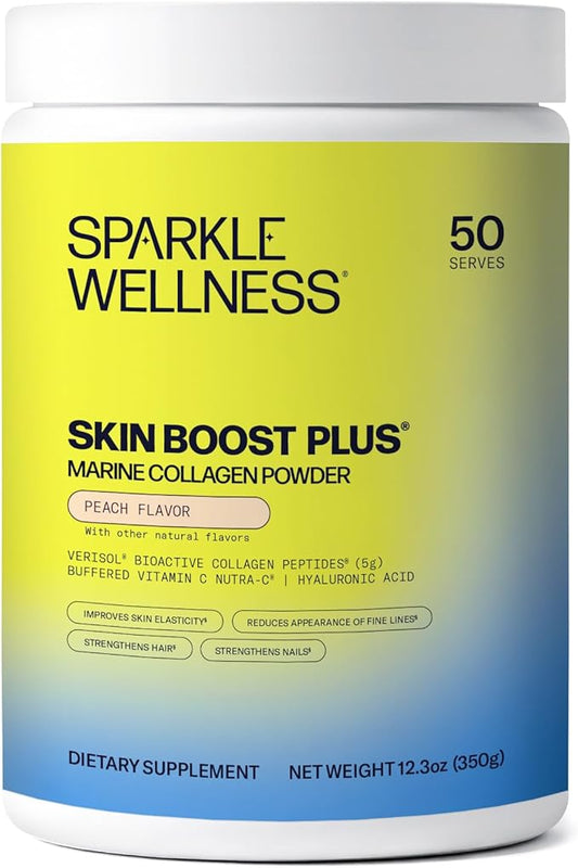 Marine-derived VERISOL Bioactive Hydrolyzed Collagen Peptides | Collagen Powder Supplement with Vitamin C & Hyaluronic Acid | Marine Skin Boost Plus (Peach) [50-Serves]