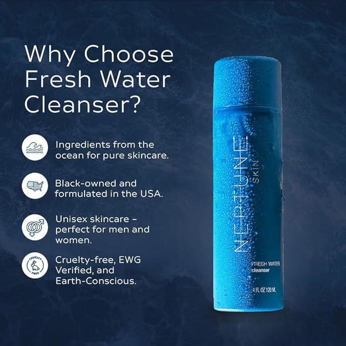 Neptune Fresh Water Cleanser 4 Fl Oz | A Lightweight Gel Foam Face Cleanser That Removes Dirt & Oil. Hydrates & Refreshes Skin with 100% Natural, EWG Verified Ingredients. Perfect for everyday use