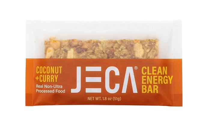JECA® Coconut Curry Energy Bars - Plant-Based Snack with Coconut Flakes, Oats, Peanuts, & Organic Agave Nectar - Vegan, Gluten-Free, Non-GMO - Natural Ingredients - Chewy Texture - 1.8 oz, 12-Pack