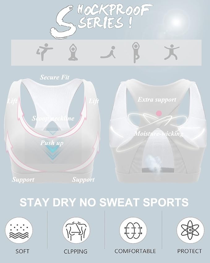 RUNNING GIRL High Impact Sports Bras for Women,Racerback Running Bra Workout Crop Tank Tops Longline Sports Bra Push up