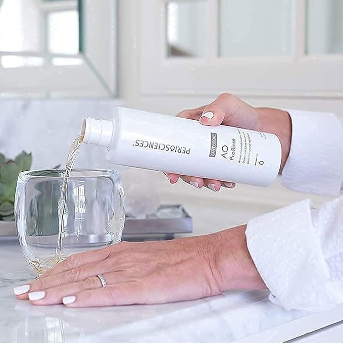 PerioSciences Natural Mouthwash Rinse Oral Care Pre Brush - Mint Anti Cavity Dry Mouth Plaque Remover for Healthier Gum Tissue & Teeth Enamel Protection - AO Dentist Recommended Clean - Pack of 2