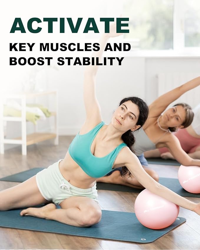 Trideer Pilates Ball 9 Inch, Small Exercise Ball with Exercise Guide for Yoga, Core Training, Physical Therapy, Balance, Stability, Stretching