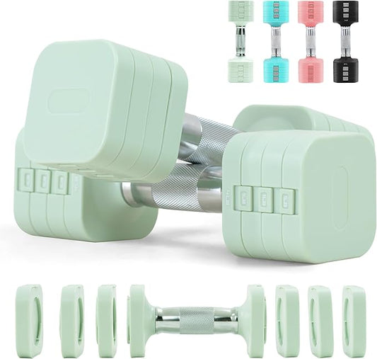 20LBS Adjustable Dumbbell Set, 4 in 1 Free Weights Dumbbells Set for,4lb 6lb 8lb 10lb, with Metal Non Slip Handle，Quick Change，Home Gym Strength Training Equipment for Men and Women