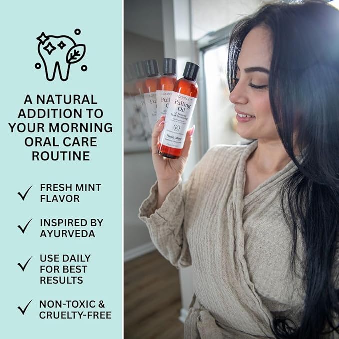 SpaRoom Oil Pulling for Teeth and Gums – Coconut Oil Pulling for Teeth with Tongue Scraper, Fresh Mint Flavor, Natural Mouthwash Alternative for Gum Health, Oral Hygiene, and Breath Support, 8 fl oz