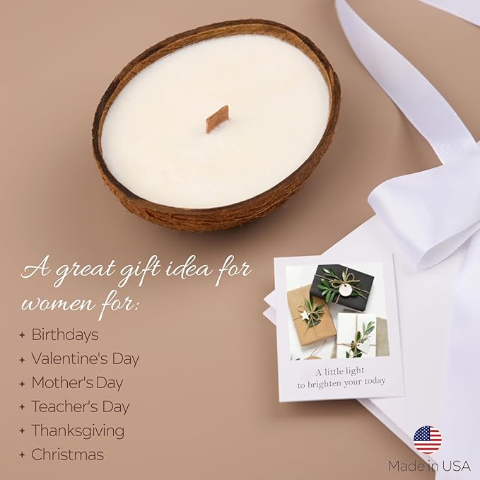 – Scented Candles Clearance | Coconut Candle with Crackling Wooden Wick | Candles for Home Scented & Candle Décor (Cashmere)