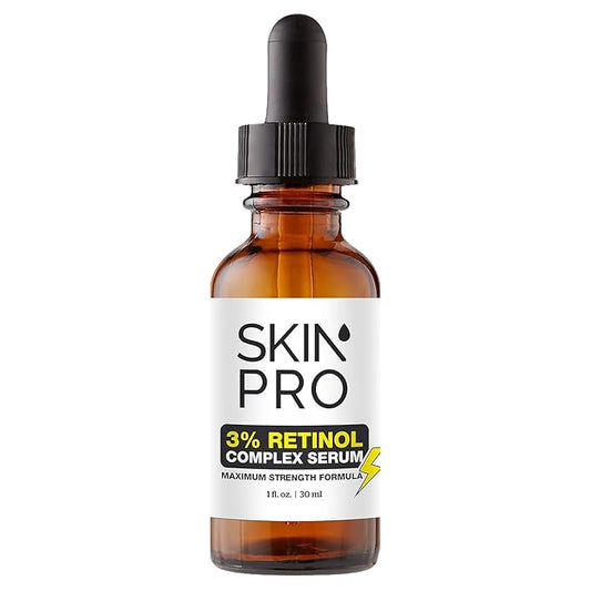 SkinPro Retinol Serum for Face - Anti Aging Face Serum for Dark Spots, Fine Lines and Wrinkles, 3% Retinol Complex Skin Renewing and Resurfacing Night with Hyaluronic Acid - 30 ml