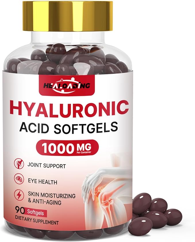 Hyaluronic Acid Supplements 1000mg Softgels: Joint Supplements for Men Hyaluronic Acid for Skin & Joint Hydration Non-GMO and Gluten Free