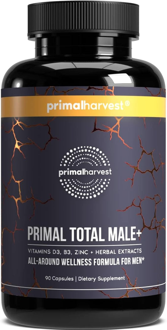 Primal Harvest Total Male+ Multivitamin for Men with Essential Vitamins, Minerals and Herbal Support for Energy, Vitality, Immune Health and Performance