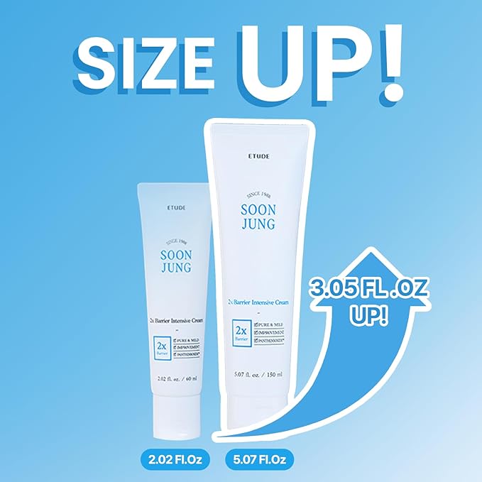 ETUDE SoonJung2x Intensive Cream for Barrier Repair | Rich Moist, Madecassoside & Panthenol for Soothing, Face Moisturizer for Sensitive Skin, pH Balanced, Hypoallergenic, 5.07 Fl Oz (Bigger Size)