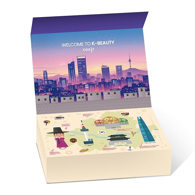 coxir K-Beauty Seoul Glow Set – 5-Step Korean Skincare Routine with TXA & Black Rice – Cleansing oil, Mask Cleanser, Ampoule, Balm & Moisturizer – Deep Hydration, Radiant Glass Skin Gift Set