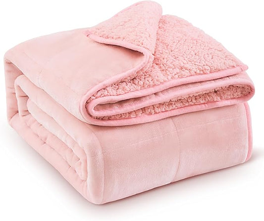 Super Fuzzy Soft Sherpa Fleece Weighted Blanket, 15 lbs Dual Sided Fluffy Heavy Weighted Blankets for Adults - No Bunching with Double Layers of Soft Inner Lining (48"x 72", 15 Pounds)