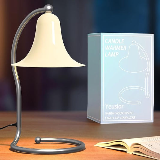Candle Warmer Lamp for Jar Candles,with Timer and Dimmer,Adjustable Brightness,All Metal Lamp Body,Suitable of Aromatherapy Waxes White Trumpet-Shape
