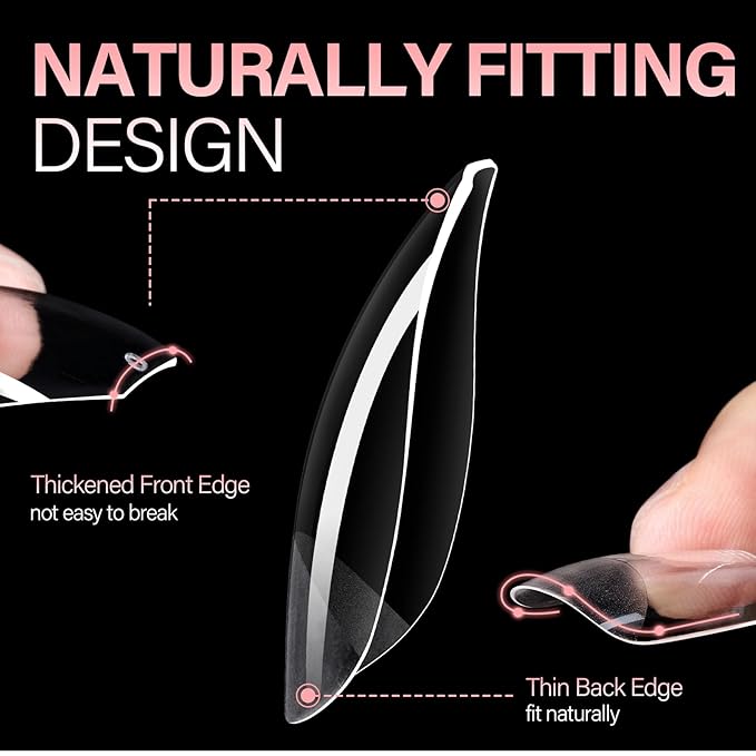 AILLSA Ballerina Nail Tips Clear Gelly Full Cover Nail Tips Pre-Shaped Acrylic Press on False Nails tips for Nails Extension Home DIY Salon Manicure 216PCS 12 Sizes