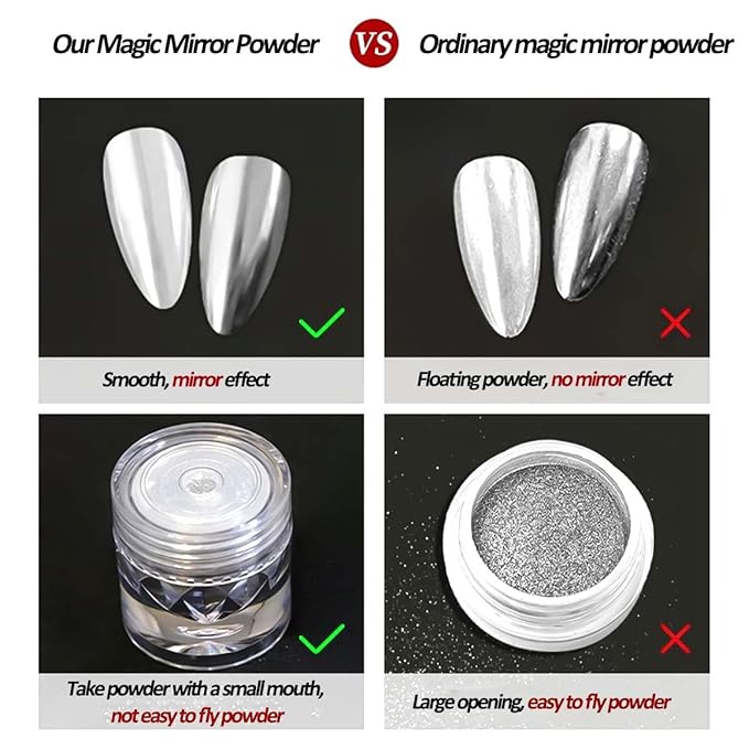 Chrome Nail Powder and 3D Nail Gel Kit, Metallic Mirror Glitter Effect Chrome Powder For Nail Art, Holographic Aurora Iridescent Dip Dust Pigment and 10g Sculpting Gel Set for Nail Decor DIY