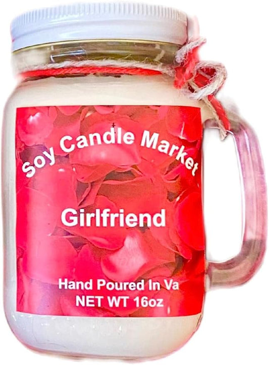Soy Scented Candles | Handmade & Highly Aromatic Candles Burns Upto 85 Hours in Glass Jar - Perfect for Home Decor, Wedding, Birthday, Dinner (Girlfriend, 12 oz)
